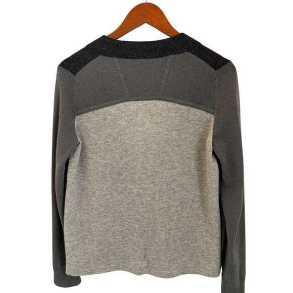 White + Warren 100% Cashmere Two-Tone Gray Cardigan Sweater With Snap Buttons - Picture 7 of 9